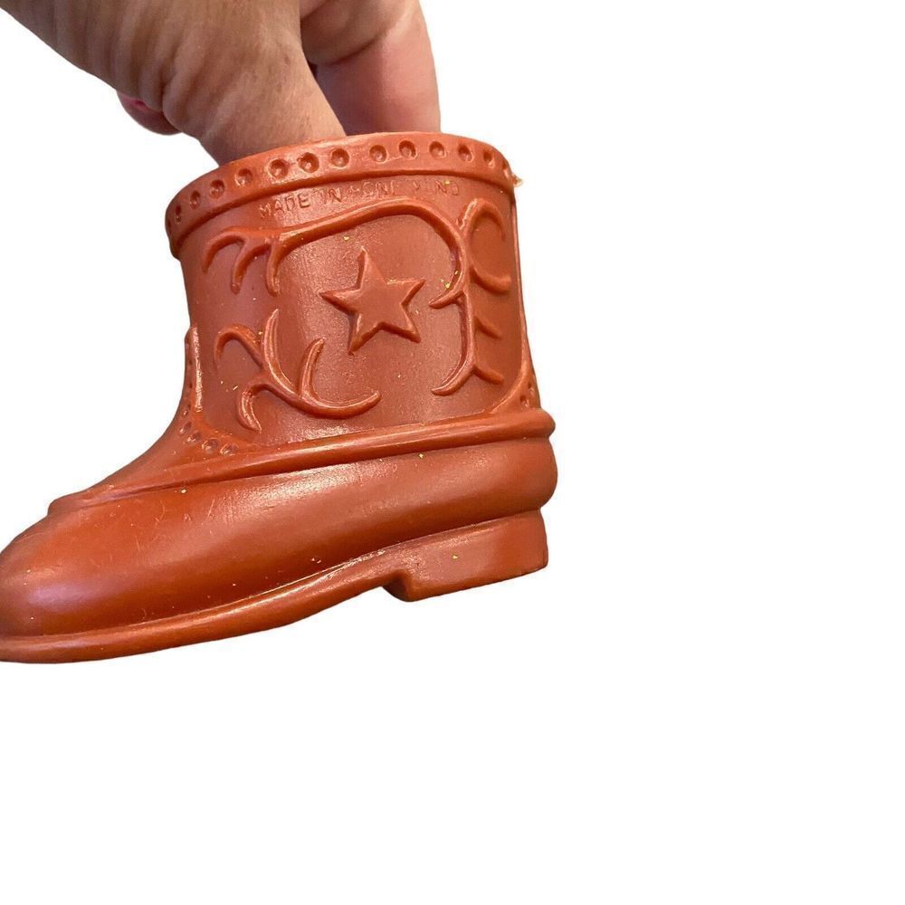 Vintage Doll Shoes Cowboy Western Boots Plastic‎ Star Hong Kong Brown